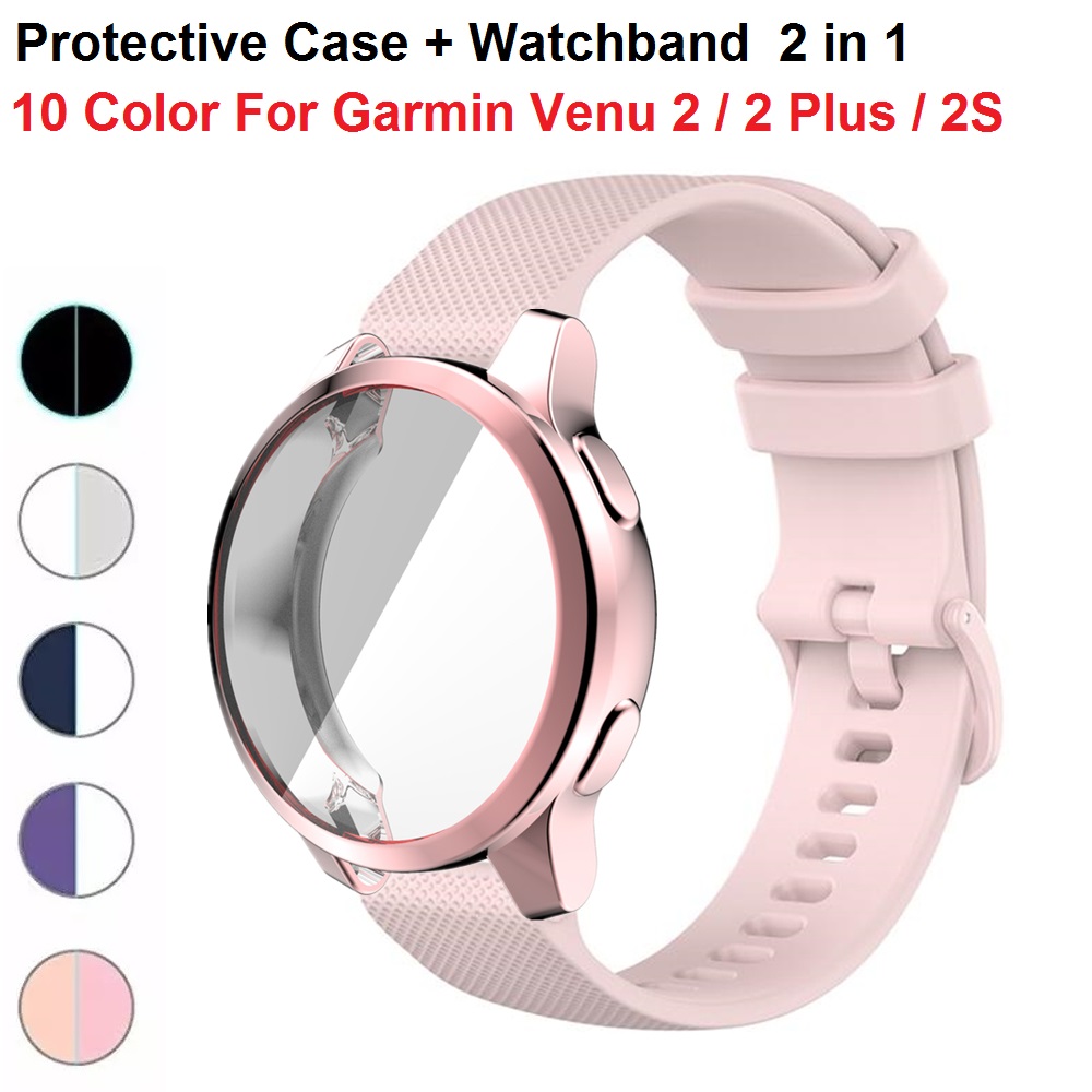 Etui 2w1 + pasek do Garmin Venu 2S 2 Plus 3 Silikonowy pasek do zegarka Vivoactive 4 4S Bransoletka Zderzak Kombinacja