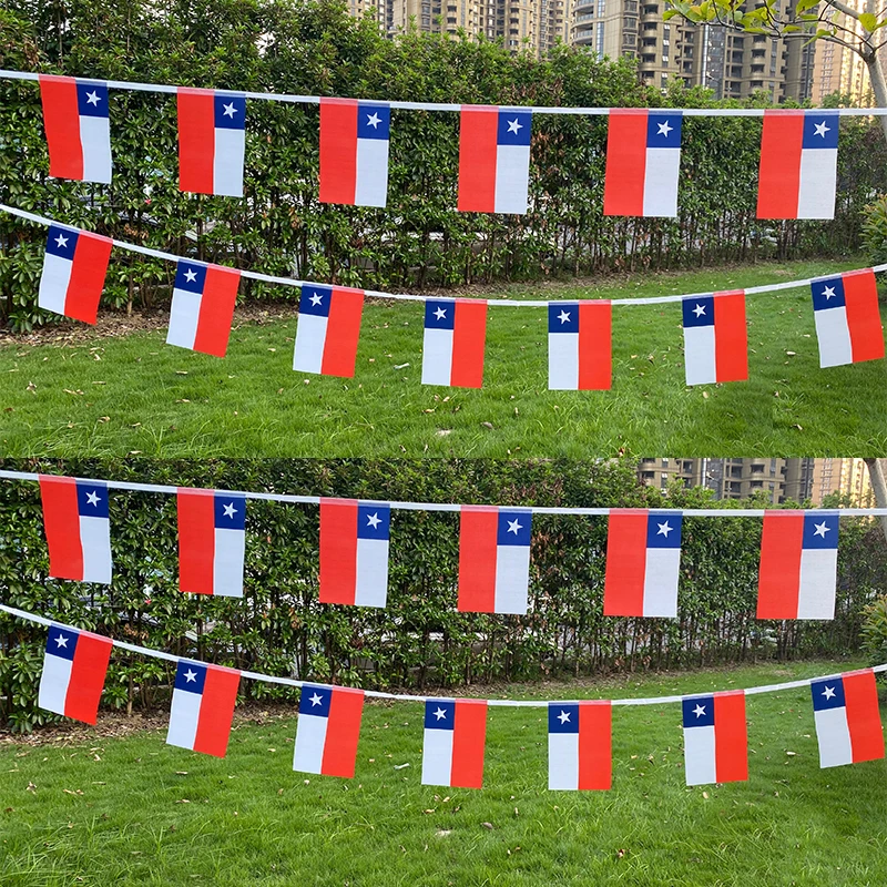 Aerlxemrbrae  20pcs/lot  chile bunting flags 14x21cm  Pennant chile String Banner Buntings Festival Party Holiday