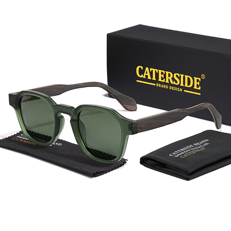 Okulary przeciwsłoneczne męskie CATERSIDE Vintage z polaryzacją, luksusowy design marki, oprawki z litego drewna, okulary przeciwsłoneczne damskie do jazdy samochodem, na imprezę, wakacje.