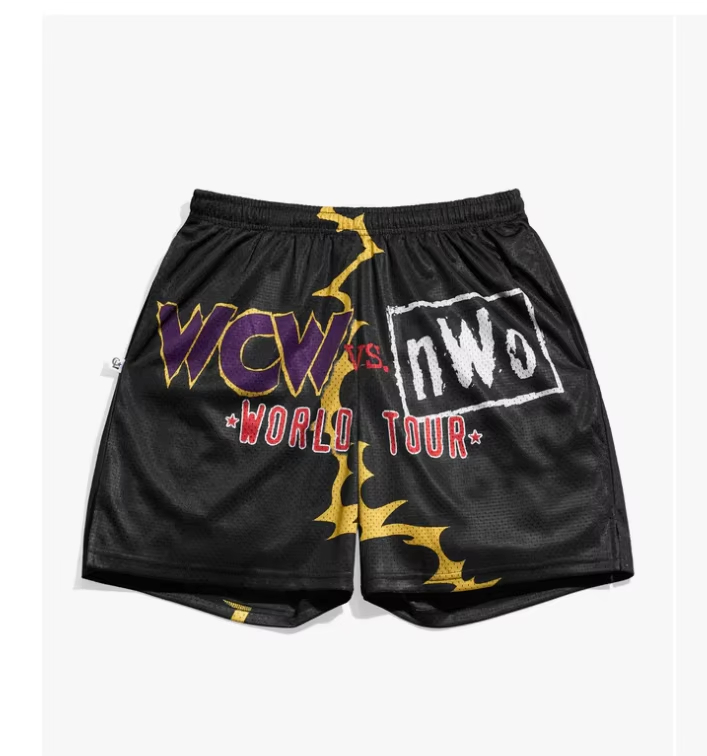 2026 Shorts Masculinos de Basquete Retrô WCW Vs. NWo World Tour em Tela, Estilo Y2K, Oversized, de Secagem Rápida, Adequados