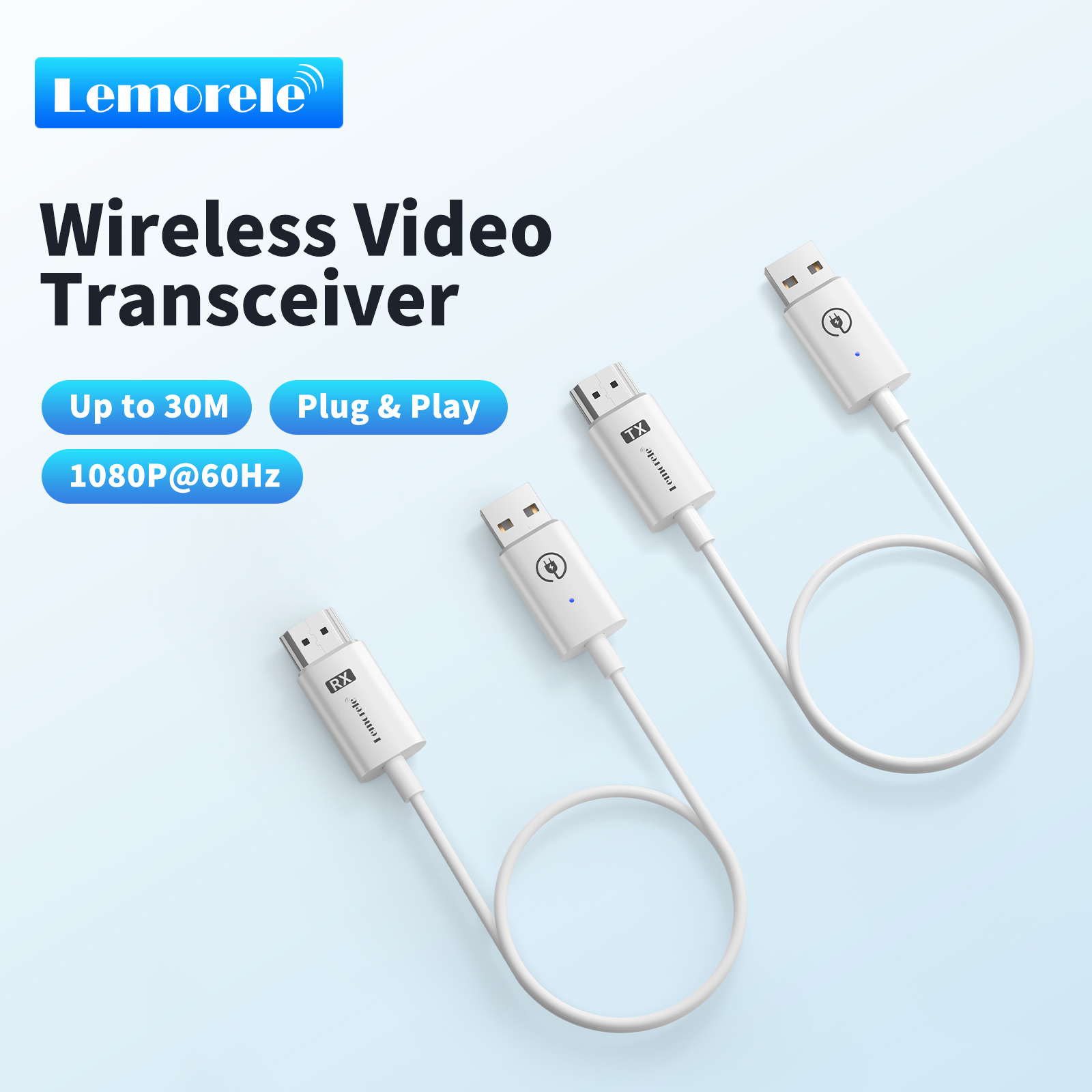 Lemorele HDMI bezprzewodowy nadajnik-odbiornik zestaw przedłużający 164FT/50M bezprzewodowy klucz sprzętowy wyświetlacza do kamery telewizyjnej projektor strumieniowy