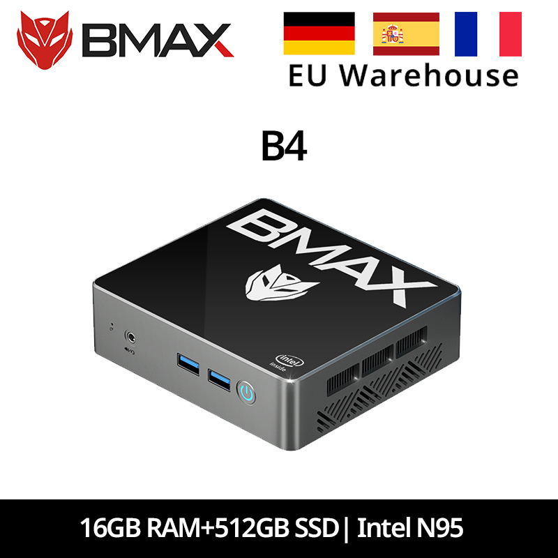 Mini PC BMAX B4 con Windows 11, Intel N95, 16GB, 512GB SSD, HDMI, USB, Wi-Fi, Compatible con 4K@60Hz, Gráficos Intel UHD, Bluetooth, HDMI