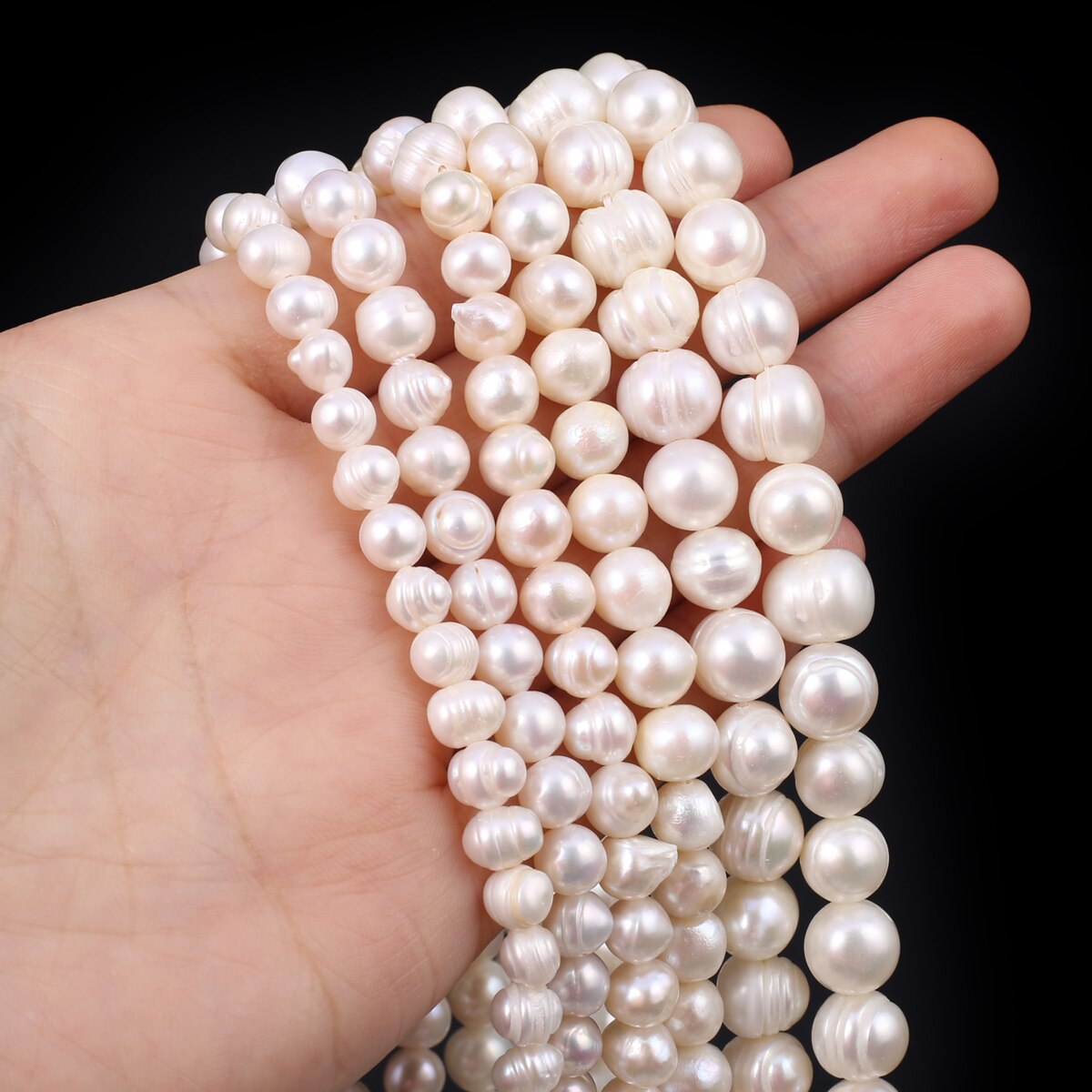 Białe naturalne perły słodkowodne koraliki rozmiar 5-6mm 6-7mm prawie okrągłe luźne koraliki dystansowe do tworzenia biżuterii naszyjnik DIY bransoletka