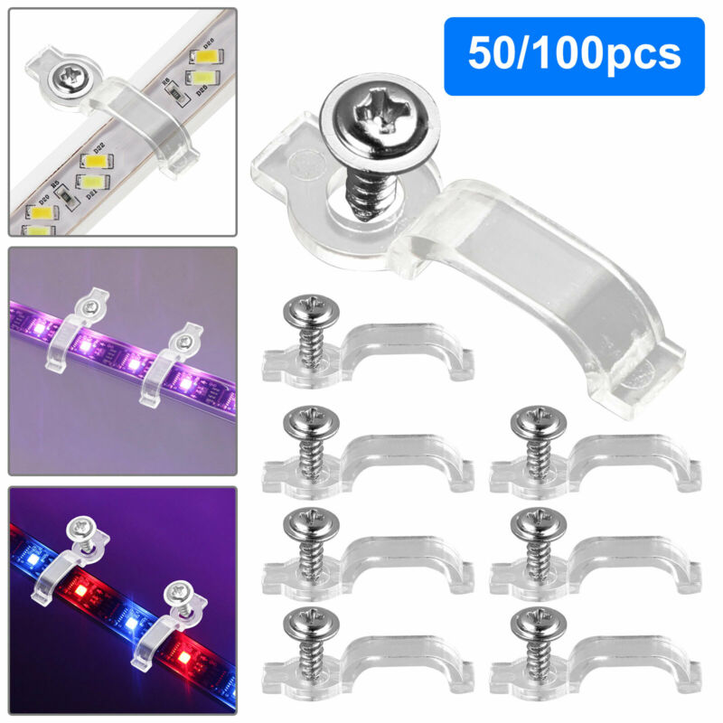 50/100 Uds fijador tira de LED Clips de fijación soporte de luz con tornillos Clip montado de fijación para 5050 tira de luz LED barra abrazaderas de Cable