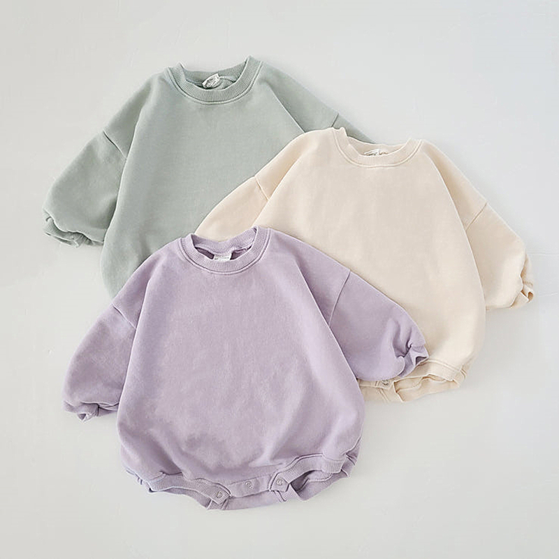 Barboteuse surdimensionnée en coton à manches longues pour bébé, sweat-shirt pour nouveau-né, barboteuses basiques pour tout-petits, vêtements pour bébé, combinaison pour fille et garçon, INS 0-18M