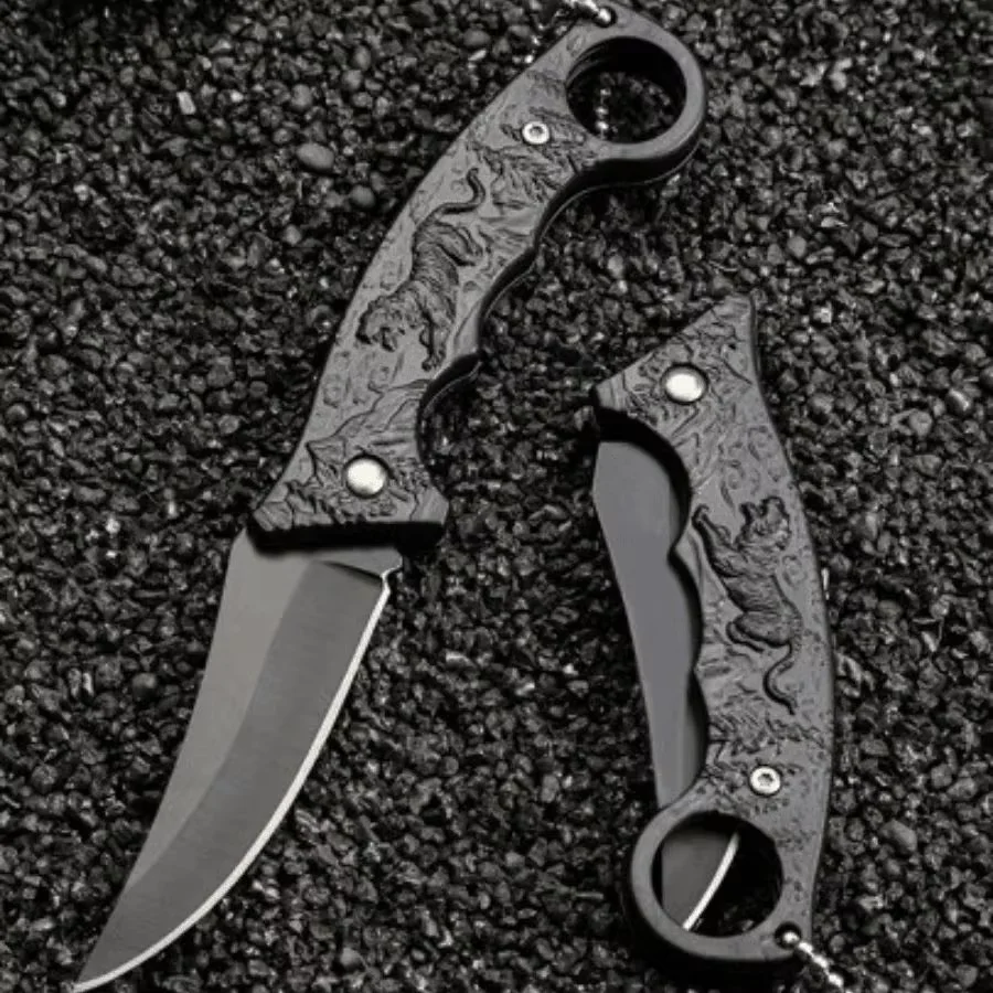 Folding Knife Outdoor Pocket Knife Steel Blade,tiger Motif Handle High Quality EDC Camping Knife Hiking Fishing Outdoor Tool