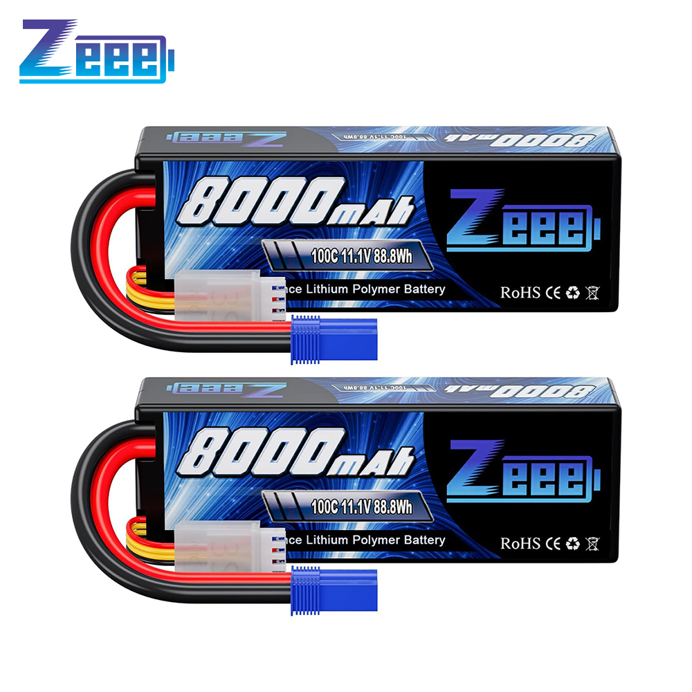 Zeee Lipo 3S 8000mAh baterai 11.1V 100C casing keras dengan colokan EC5 untuk mobil RC Buggy Truggy FPV Drone hobi balap bagian Model