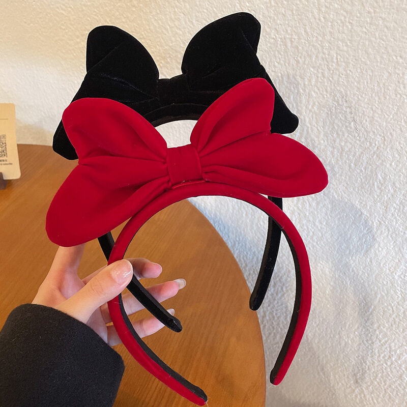 Fluwelen Grote Strik Rode Hoofdband Dames Elegant Temperament Hoge Craniale Hoofdband Mode Meisjes Schattige Hoofdband