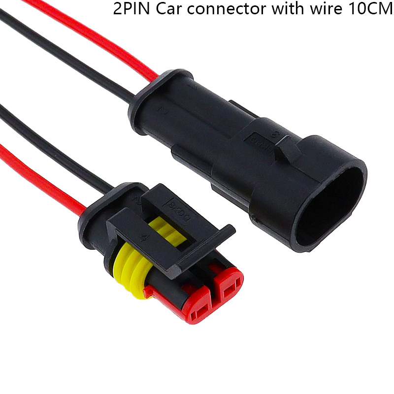 Conector de cable eléctrico impermeable sellado de 2 pines, conjunto de conectores automáticos con cable