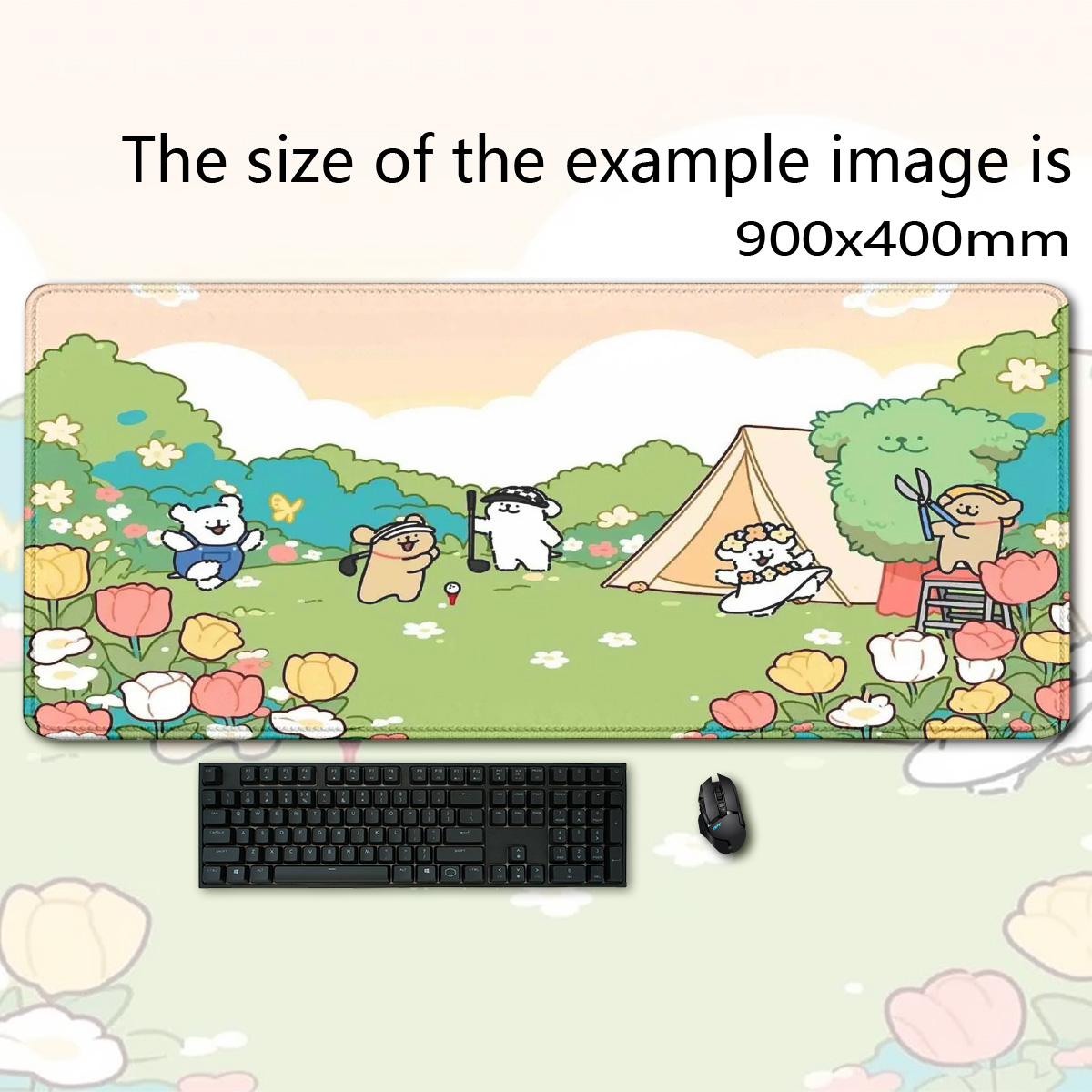 Alas mouse garis kartun anjing malteclado, bantalan mouse teclado tulis besar tebal tidak licin, pengunci kantor siswa game