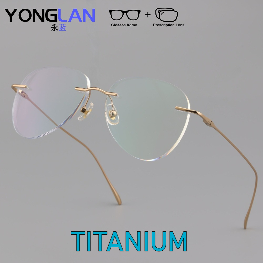 YONGLAN แว่นสายตาแบบไม่มีกรอบ แว่นตาไทเทเนียมอัลลอยด์ สายตาสั้น สายตายาว แว่นตาโปรเกรสซีฟ มัลติโฟคอล สำหรับผู้ชาย