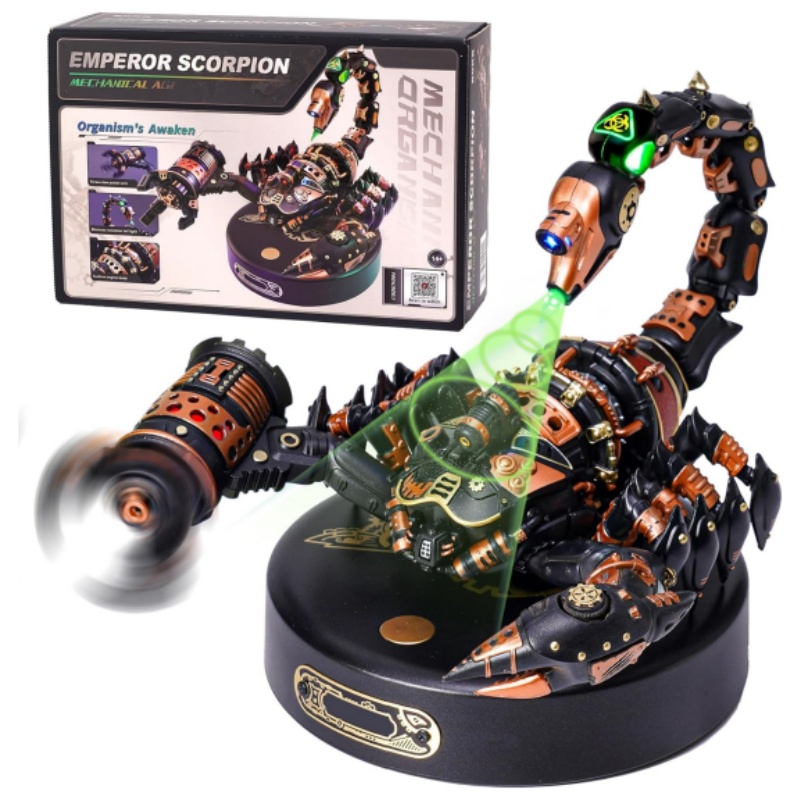 Robotime Rokr Puzzle 3D en métal empereur Scorpion avec lumière LED de bloc de construction de style industriel cadeau pour les enfants