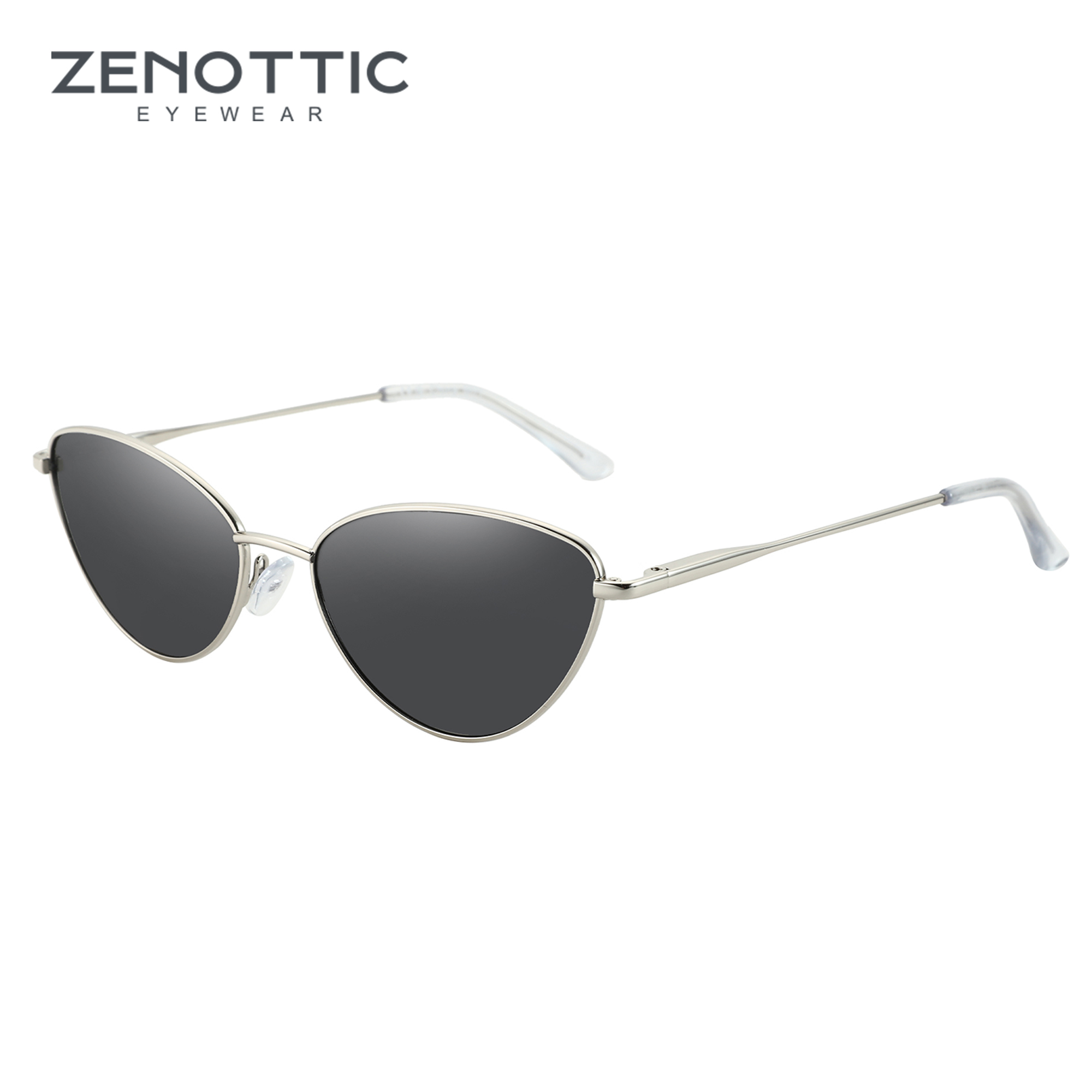 ZENOTTIC Occhiali da sole vintage da donna piccoli Cat Eye Occhiali da sole polarizzati con montatura stretta in metallo Protezione UV per le donne