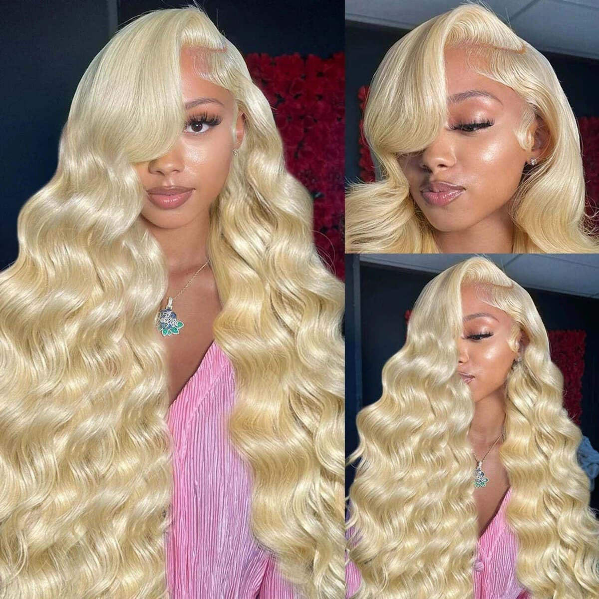 Peruka z ludzkich włosów, 36 38 cali, 613 Honey Blonde, 13x6 HD Lace Frontal, gęstość 220, brazylijskie body wave, 100% ludzkie włosy, peruki z dziewiczych, czystych włosów, transparentna peruka lace front dla kobiet.