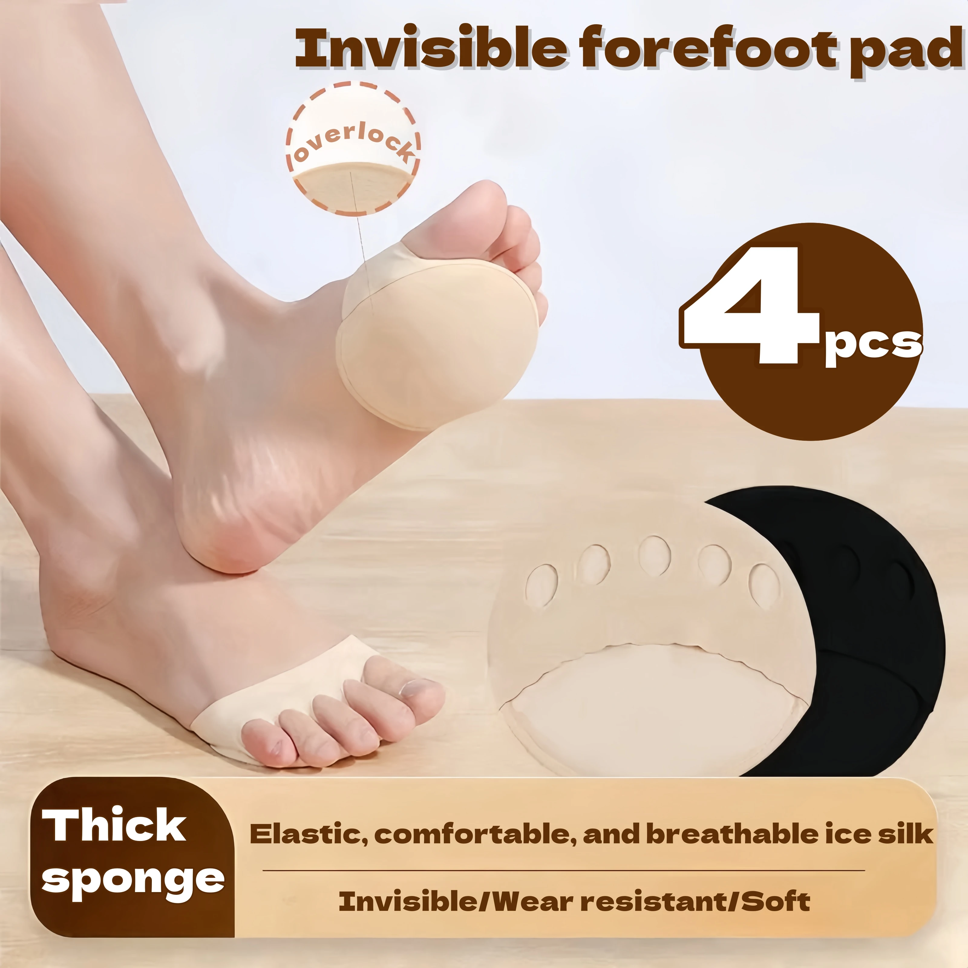 Coussinets d'avant-pied en tissu pour femmes, 2/8 pièces, talons hauts, insérer des coussinets métatarsiens pour soulager la douleur, demi-semelles intérieures pour chaussures, chaussettes à orteils pour femmes