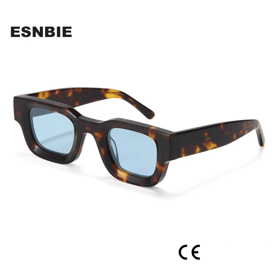 Rhevis Brand Design Handgemaakte Acetaat Dikke Rechthoek Zonnebril Voor Mannen Dikke Vierkante Vrouwen Zonnebril Retro 90S Shades UV400