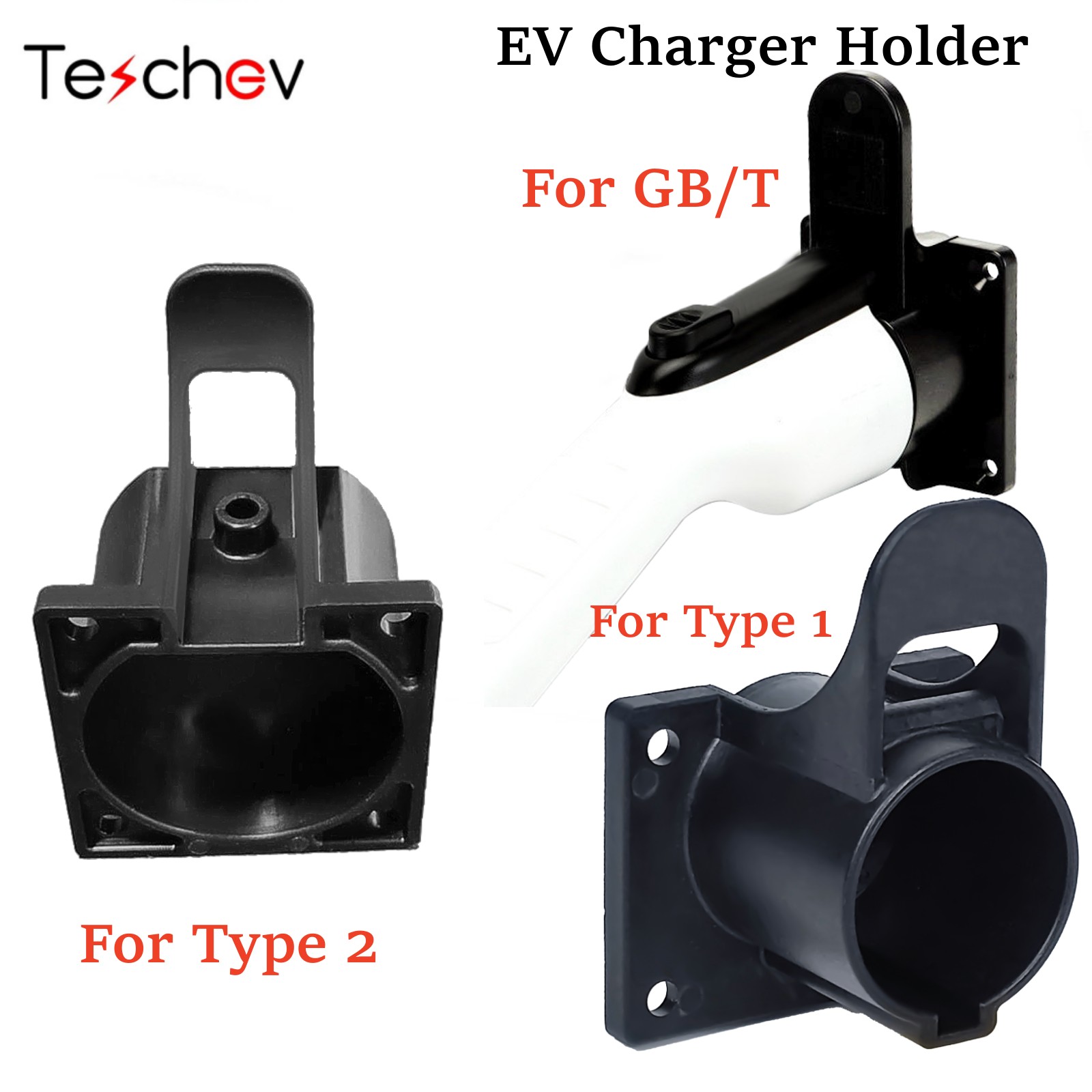 Teschev-電気自動車、ホルスタードック、タイプ2、タイプ1、gbt充電ケーブル用のev充電器ホルダー、追加の保護、財布、リード