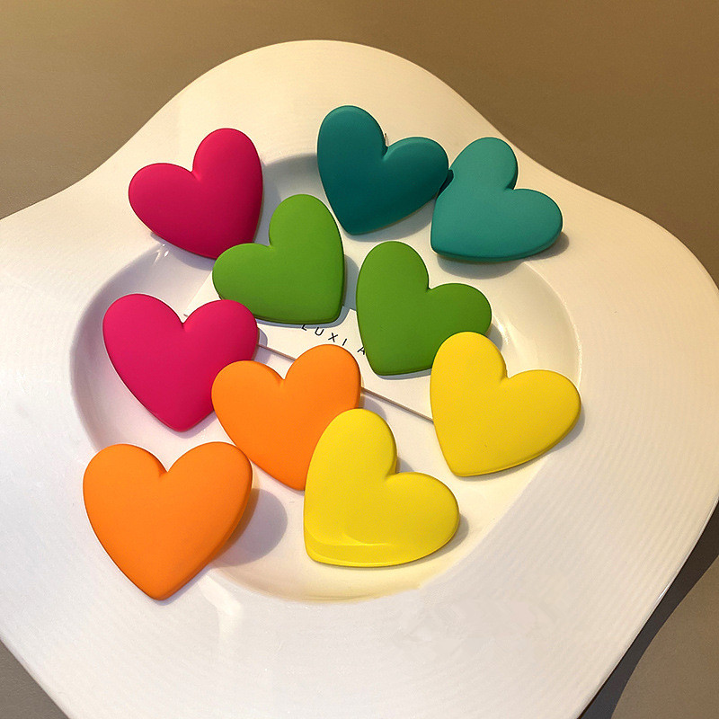 FishSheep-pendientes coreanos con forma de corazón para mujer, aretes bohemios acrílicos geométricos con forma de corazón de amor, joyería de moda 2022