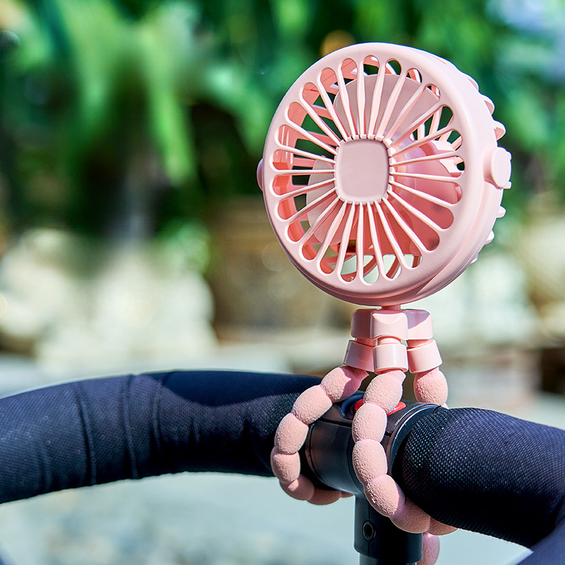 Baby Stroller Fan Portable Outdoor Fan Clip-on 600mAh USB Rechargeable Handheld Electric Fan Home Use Three-speed Wind