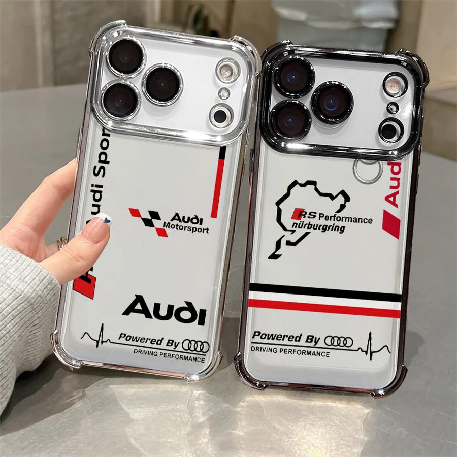 Custodia con logo artistico A-Audi per Apple iPhone 17 Air 13 12 11 Pro Max 16e 16 15 14 Plus Cover morbida