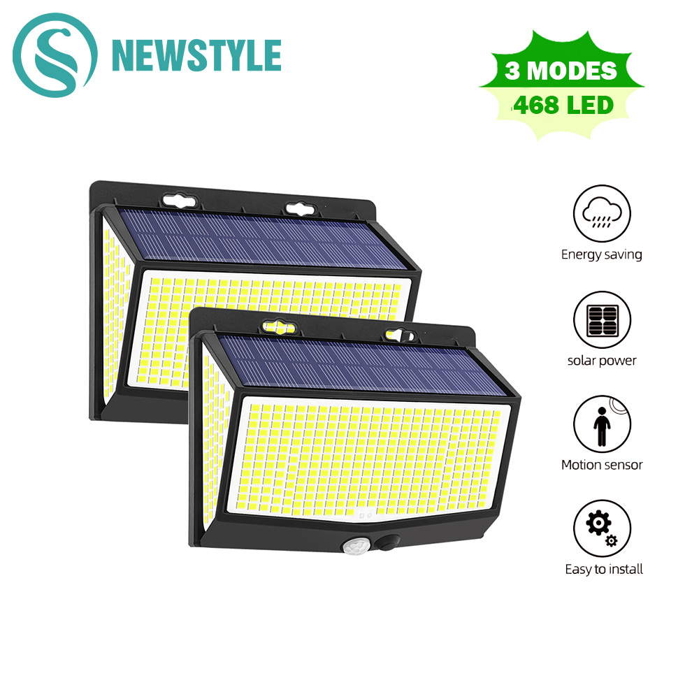 138/468/238 LED lumière solaire extérieure étanche pour jardin alimenté lumière du soleil rue applique murale éclairage de sécurité 3 modes