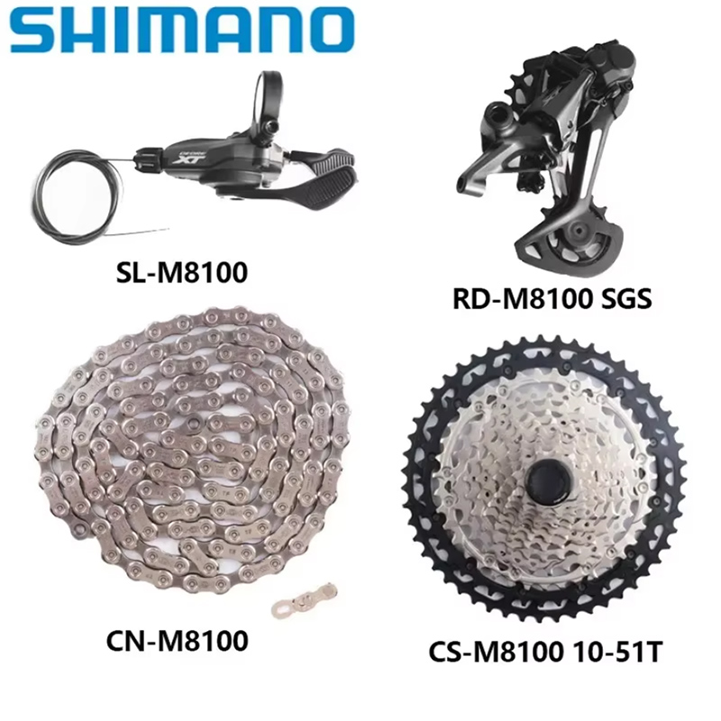 SHIMANO DEORE XT M8100 M8120 12 s kaset pemindah gigi, rantai pemindah gigi belakang sepeda gunung MTB 12 kecepatan Sunshine 45T 51T 4 buah Set