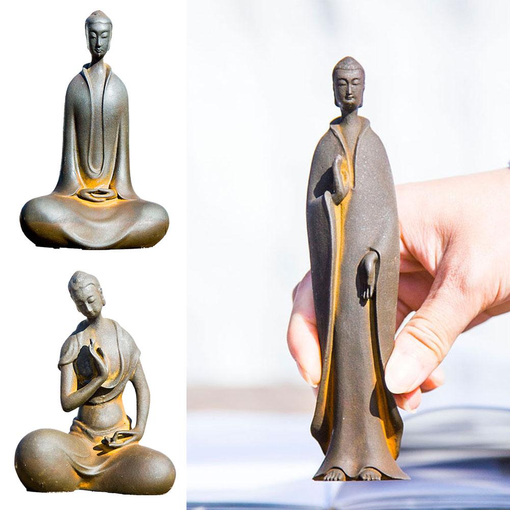 Patung meditasi Buddha patung logam ornamen rumah cocok untuk kantor pendingin anggur meja teh dekorasi meja W5N9