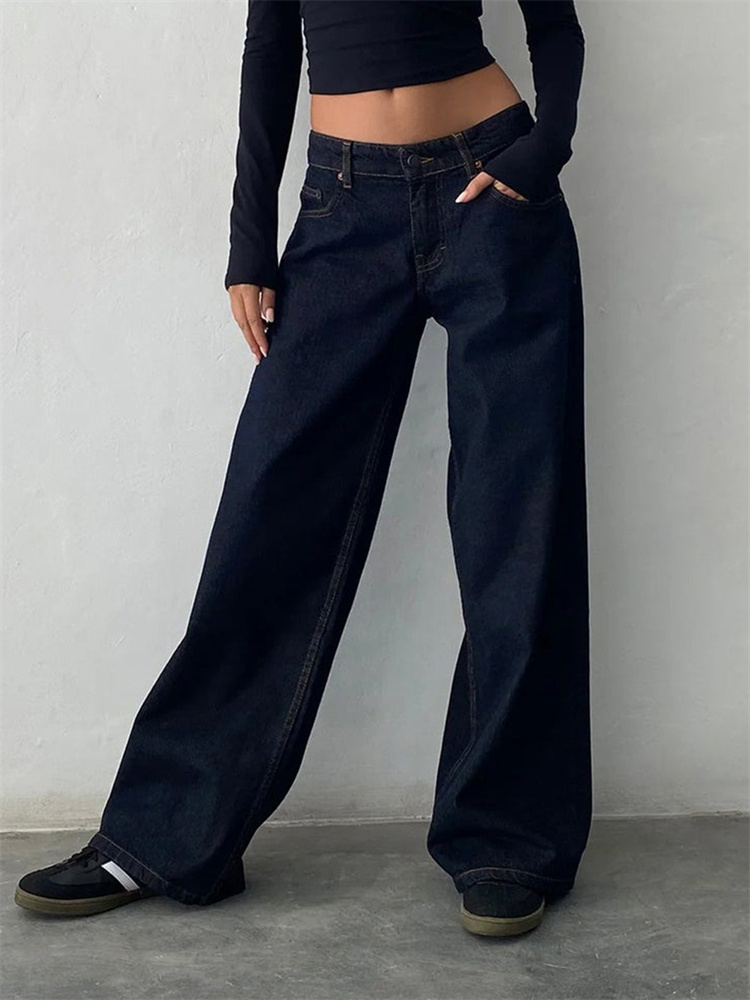 CHRONSTYLE, pantalones vaqueros de pierna ancha para mujer, pantalones vaqueros largos rectos de Hip Hop, pantalones vaqueros holgados de cintura baja, pantalones vaqueros sueltos informales, ropa de calle