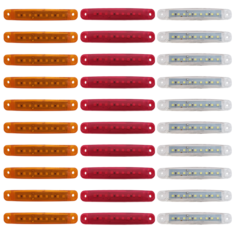 10PCS 9 SMD Light Oval Clearance Trailer 24V Truck Lorry Caravan Camion LED Side Marker Indicator Lamp 12V Luces Remolque