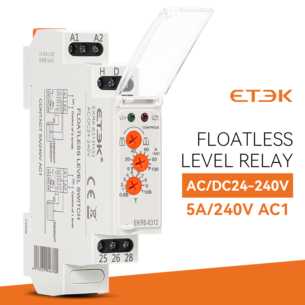 Etek Floatless Water Niveau Relais Schakelaar Elektronische Vloeistofniveau Controller 5A Ac 220V Spdt 12V EKR8