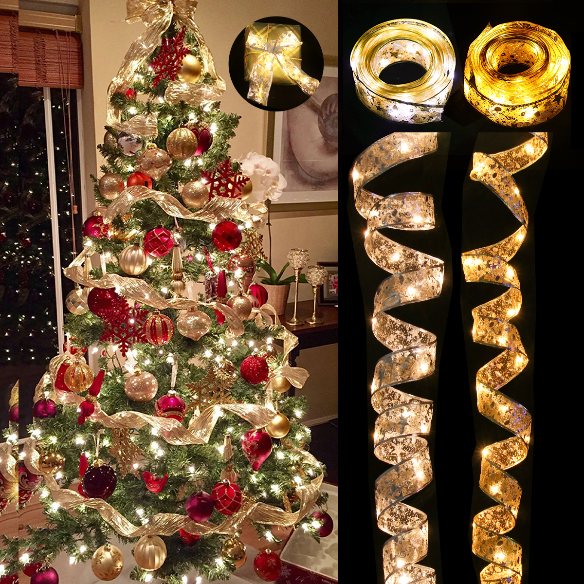 Weihnachtsband, Lichterkette, frohe Weihnachtsdekoration für Zuhause, 2024, Weihnachtsornament, Weihnachten, Navidad, Geschenke, Neujahr 2025,