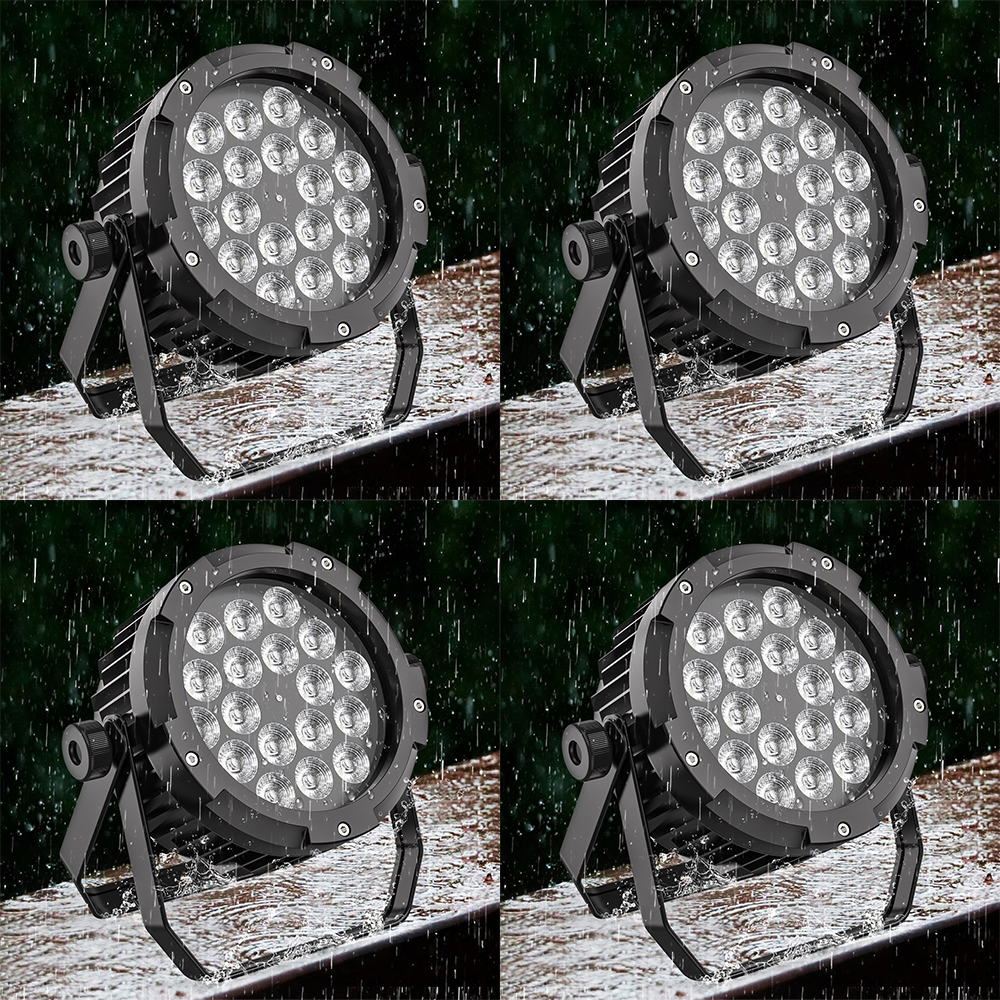 U'King-luz Par LED RGBWA + UV de 4 piezas, 150W, 18x10W, resistente al agua, 6 en 1, 18LED, accesorio de iluminación para escenario, DMX512, DJ, discoteca y baile
