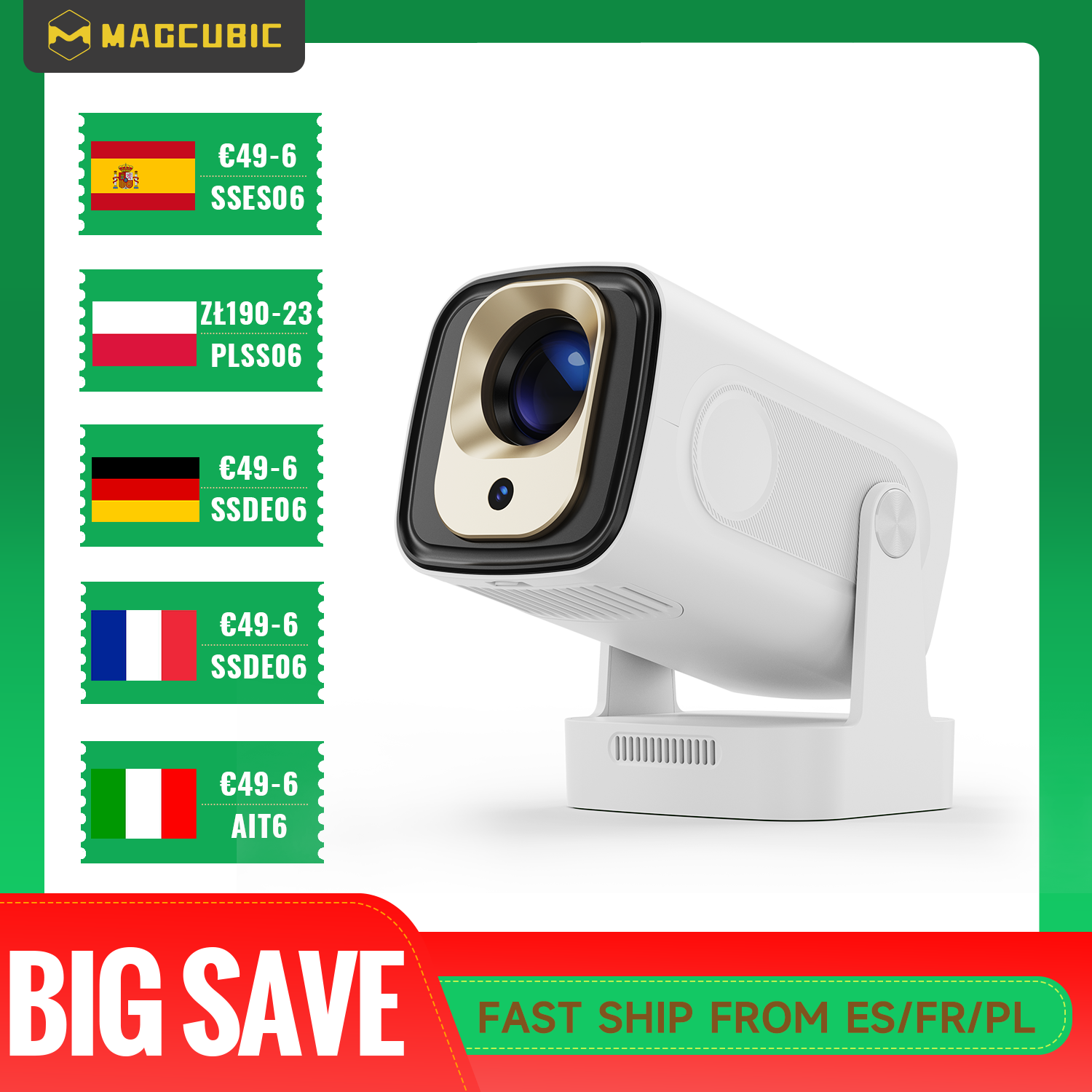 Magcubic HY310 Android 11 proyector 4K nativo 1080P enfoque automático nativo 330ANSI Wifi Dual BT5.4 Air Mouse voz hogar película al aire libre