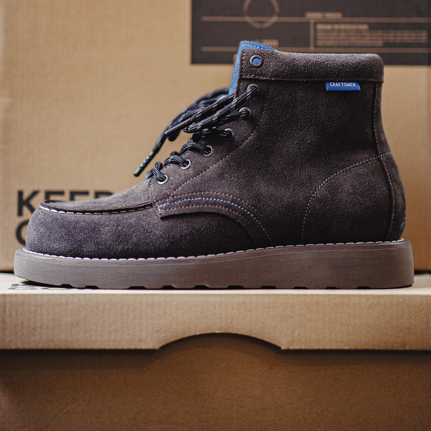 Maden Herren Retro Braune High-Top-Arbeitsstiefel, klobige Sohle, Schnürstiefel aus Kuh-Wildleder, Thermo-Kampfstiefel für Herbst- und Winterschuhe