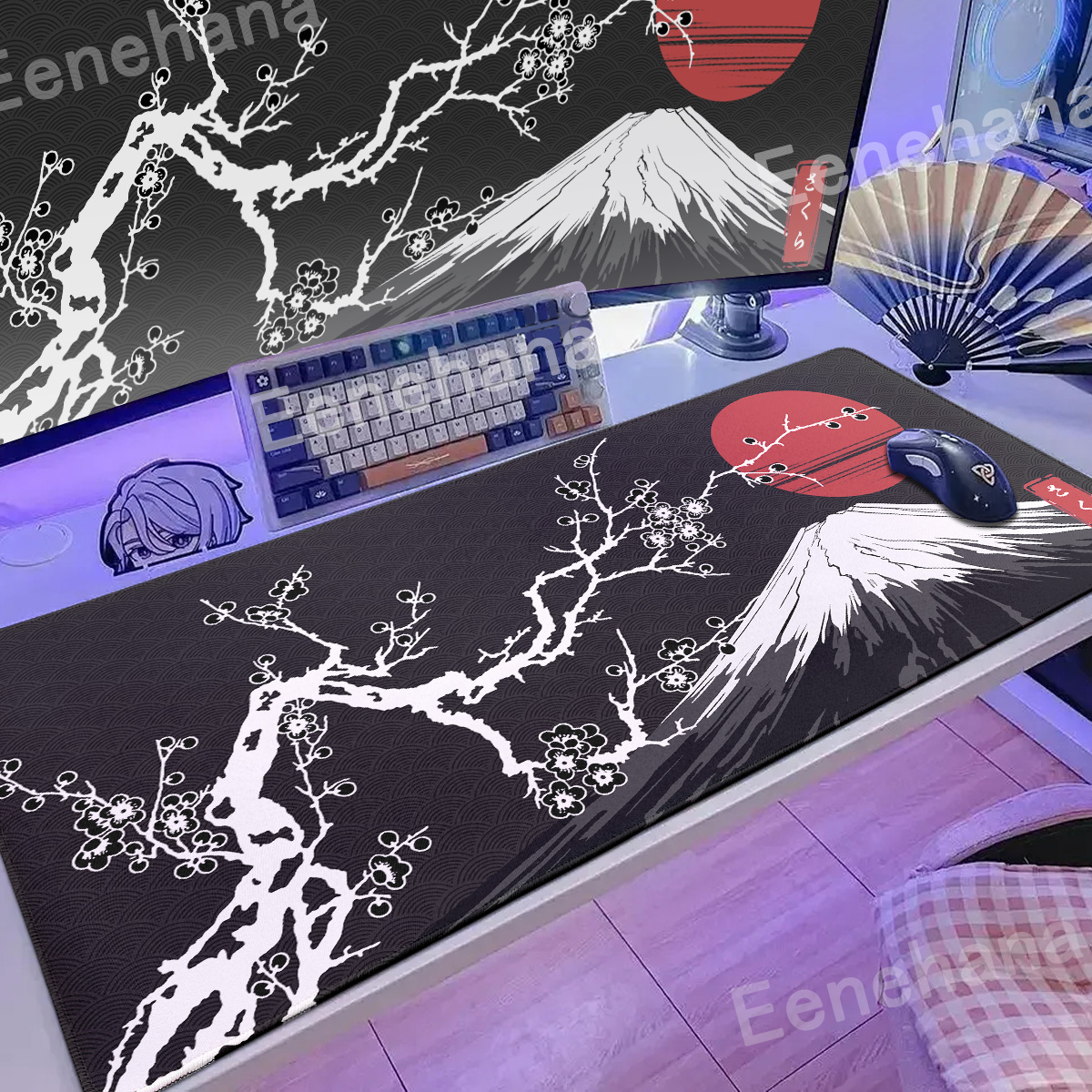 Tapis de souris japonais en fleurs de cerisier, Anime, accessoires de clavier de Gamer, pour ordinateur de bureau, ordinateurs portables de jeu, Sakura