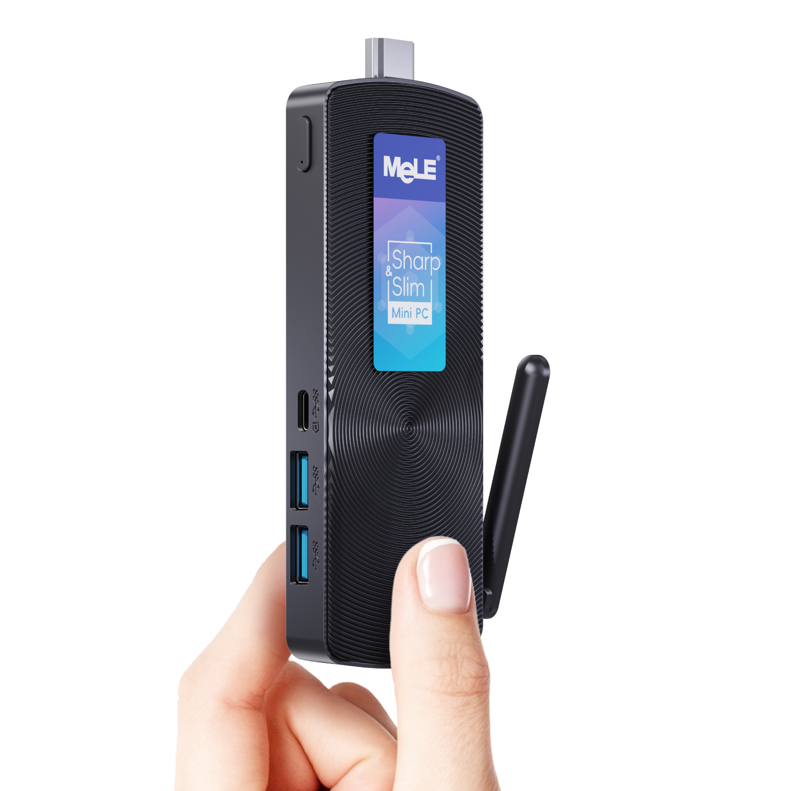 MeLE PCG02 Mini PC Stick sin ventilador N100 8GB LPDDR4 128GB Micro computadora de escritorio con USB-C de función completa, WiFi 2,4G/5,0G, HDMI 4K