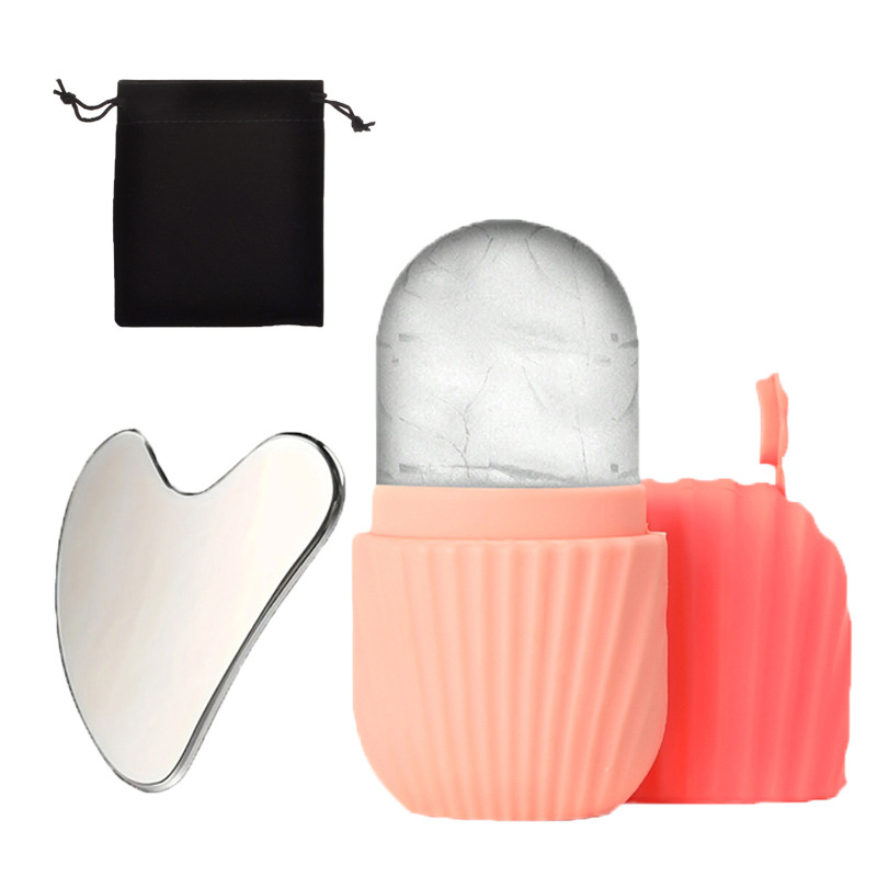 1/3Pcs เครื่องมือทําความสะอาดผิวหน้า,รูปหัวใจขูดเครื่องมือ,ICE Facial Roller,Flannel กระเป๋า, face Lifting Beauty Skin Care เครื่องมือ