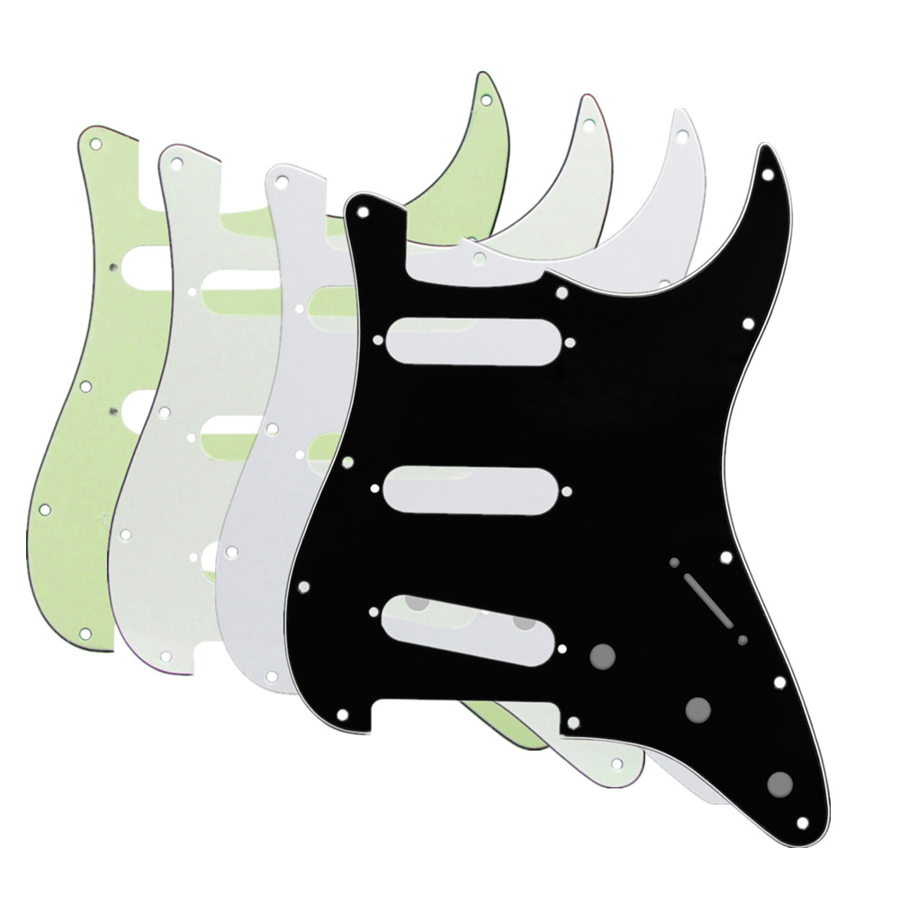 FLEOR 1 PC ST SSS กีตาร์ไฟฟ้า Pickguard Scratch PLATE และสกรูสําหรับ 11 หลุมอะไหล่กีตาร์,4 สีเลือก