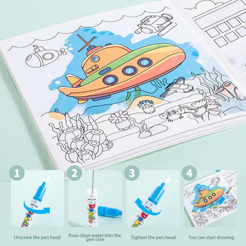 Magiczna książka akwarela rysunek zabawki Montessori kolorowanka wielokrotnego użytku magiczna woda rysunek książka sensoryczne zabawki do wczesnej edukacji