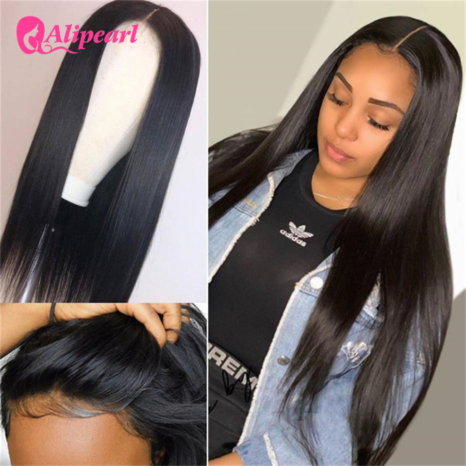 AliPearl Straight Lace Closure Human Hair Wigs Brazilian 6x6 HD Transparent Lace Wig For Women Pre Plucked AliPearl Hair Wig