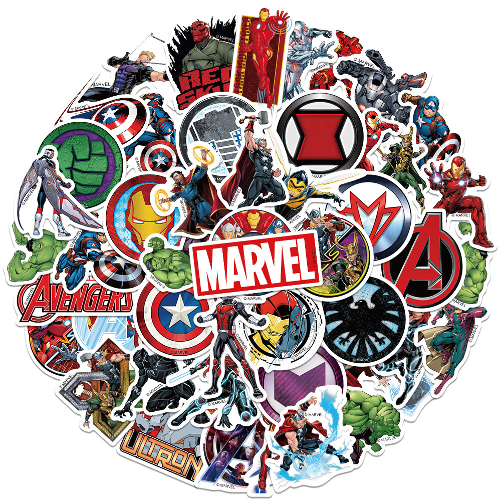 50 шт., наклейки Disney Marvel, аниме, наклейка из фильма, скейтборд, ноутбук, мотоцикл, гитара, милый кавайный мультяшный набор наклеек, детские игрушки