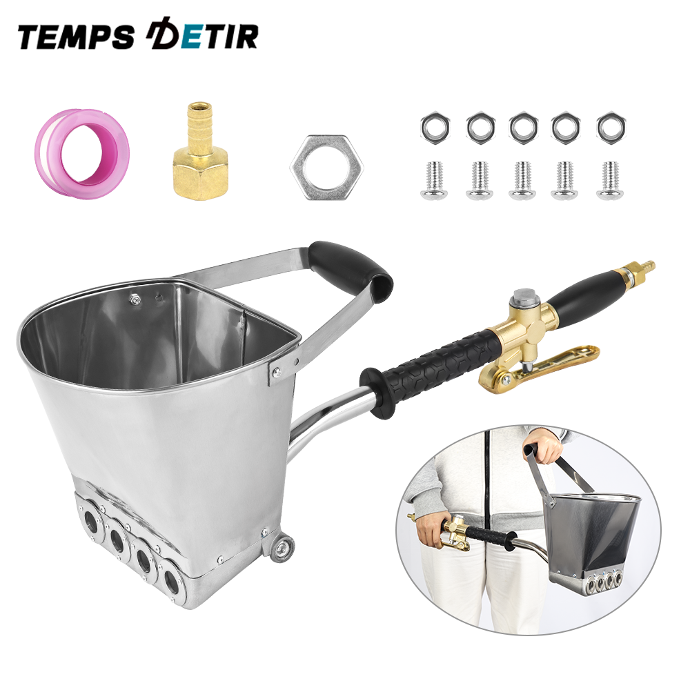 Pistola de pulverização de cimento de parede profissional de alta qualidade de 4 furos, pistola de pulverização de argamassa de cimento doméstico, pulverizador de ar de gesso com funil de grandes dimensões,