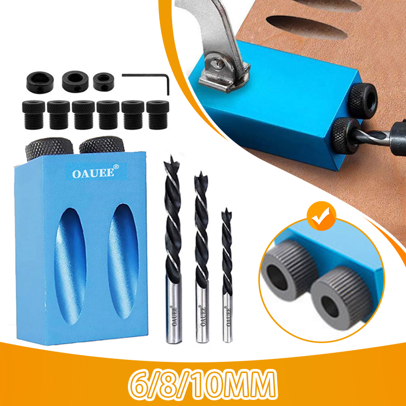 Carpintaria buraco oblíquo localizador de broca bolso buraco gabarito para perfuração 15 graus ângulo broca guia conjuntos diy perfurador ferramentas carpintaria