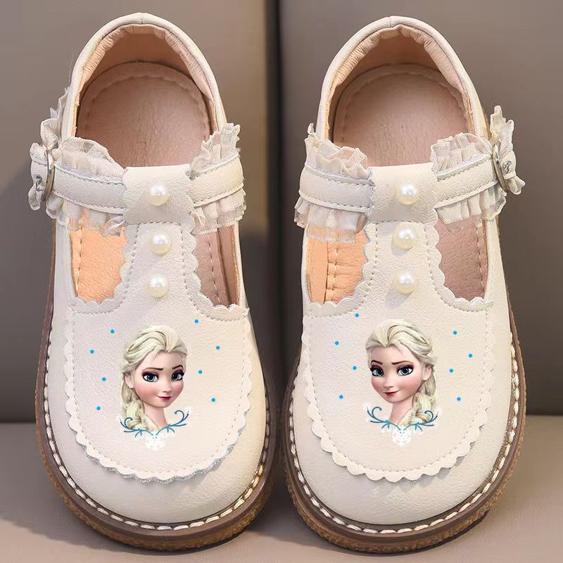 Disney crianças meninas sapatos casuais de couro primavera congelado princesa meninas sola macia antiderrapante sapatos de bebê lolita meninas