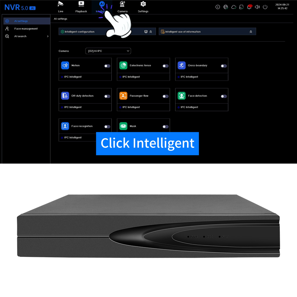 OEM 4K 8-канальная система сравнения лиц PoE NVR AI Обнаружение камеры безопасности 8MP 10-канальный сетевой видеорегистратор Plug and Play