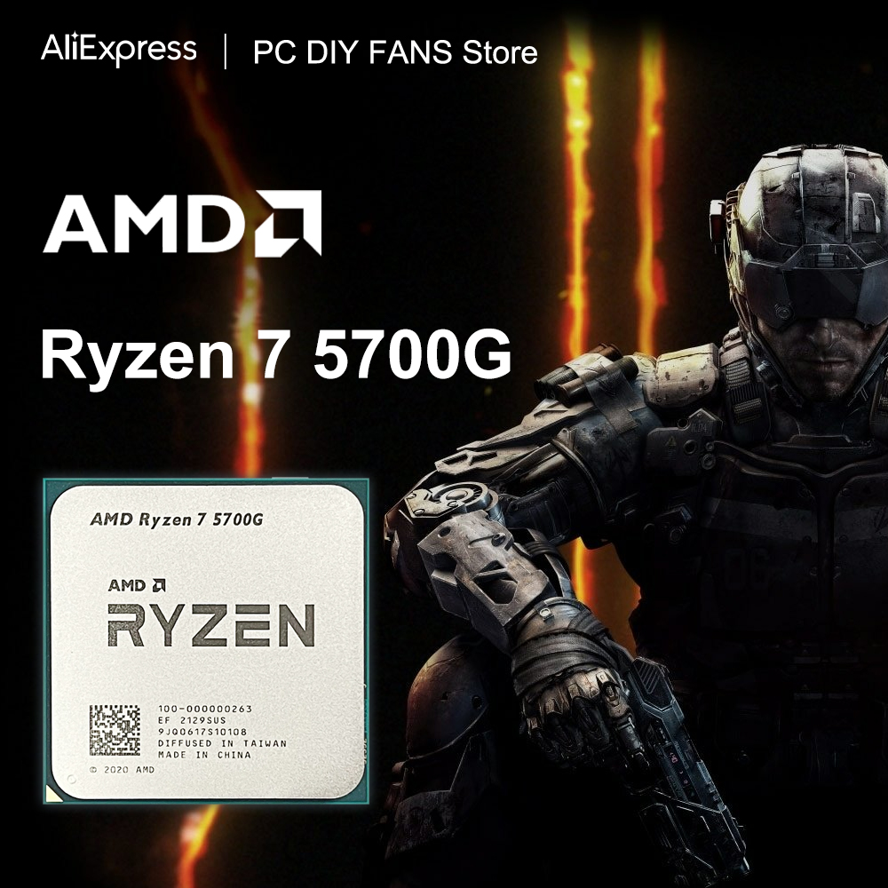 AMD Ryzen 7 5700G 3.8GHz Base Clock CPU de processador de mesa de 8 núcleos e 16 threads, soquete AM4, gráficos AMD Radeon, sem ventilador de dissipador de calor