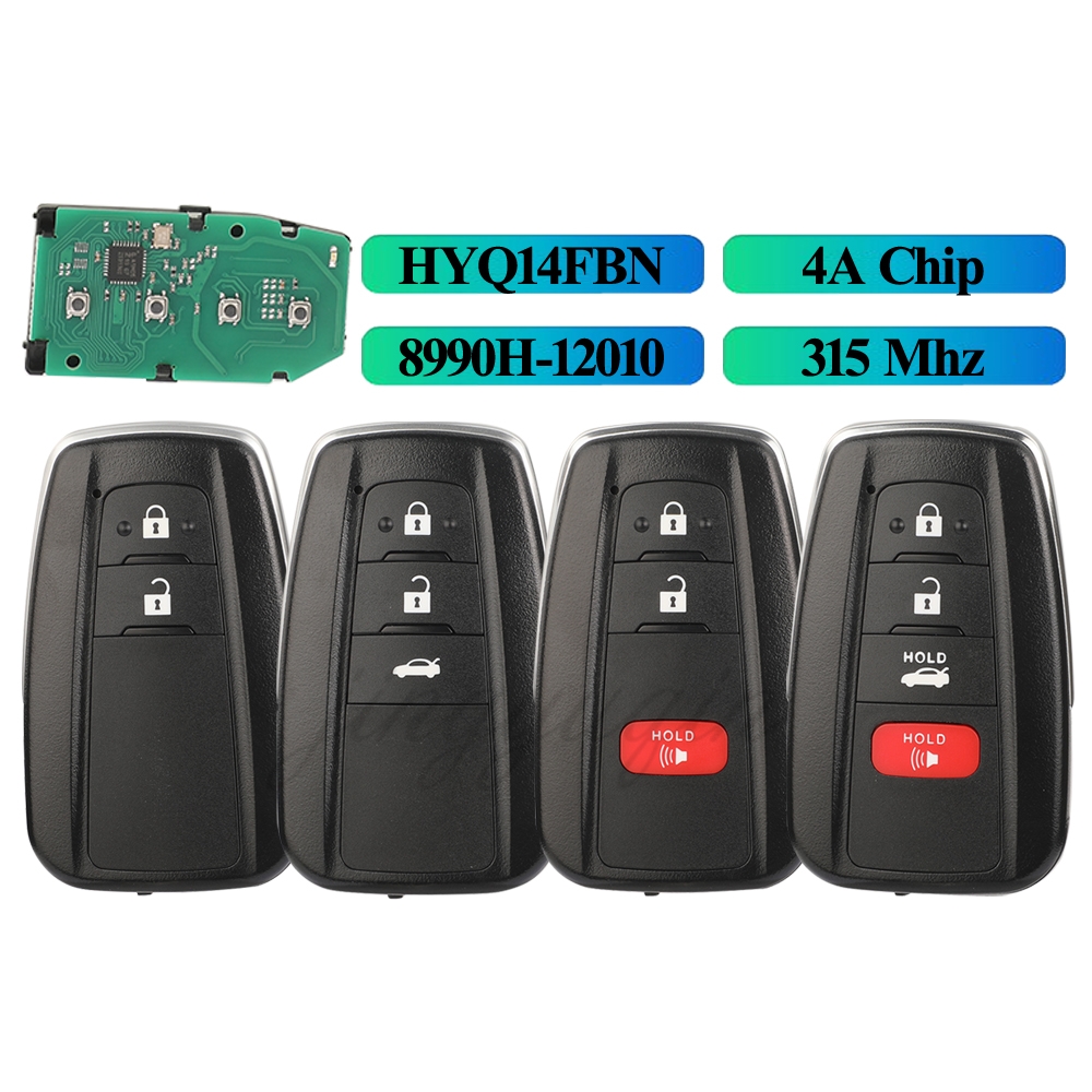 Jingyuqin Smart Remote Full Car Key Fob For Toyota Corolla 2019 2020 2021 2022 8990H-12010 HYQ14FBN 2/3/4 Button 4A Chip 315MHZ