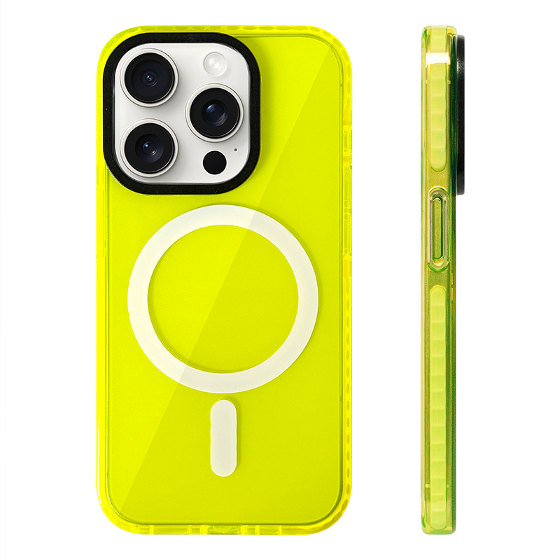 Transparent Neon Color MagSafe Phone Case for iPhone17 16 15 Pro Max 14Pro 13 14 12 Wireless Charging Soft Silicone Bumper Cover