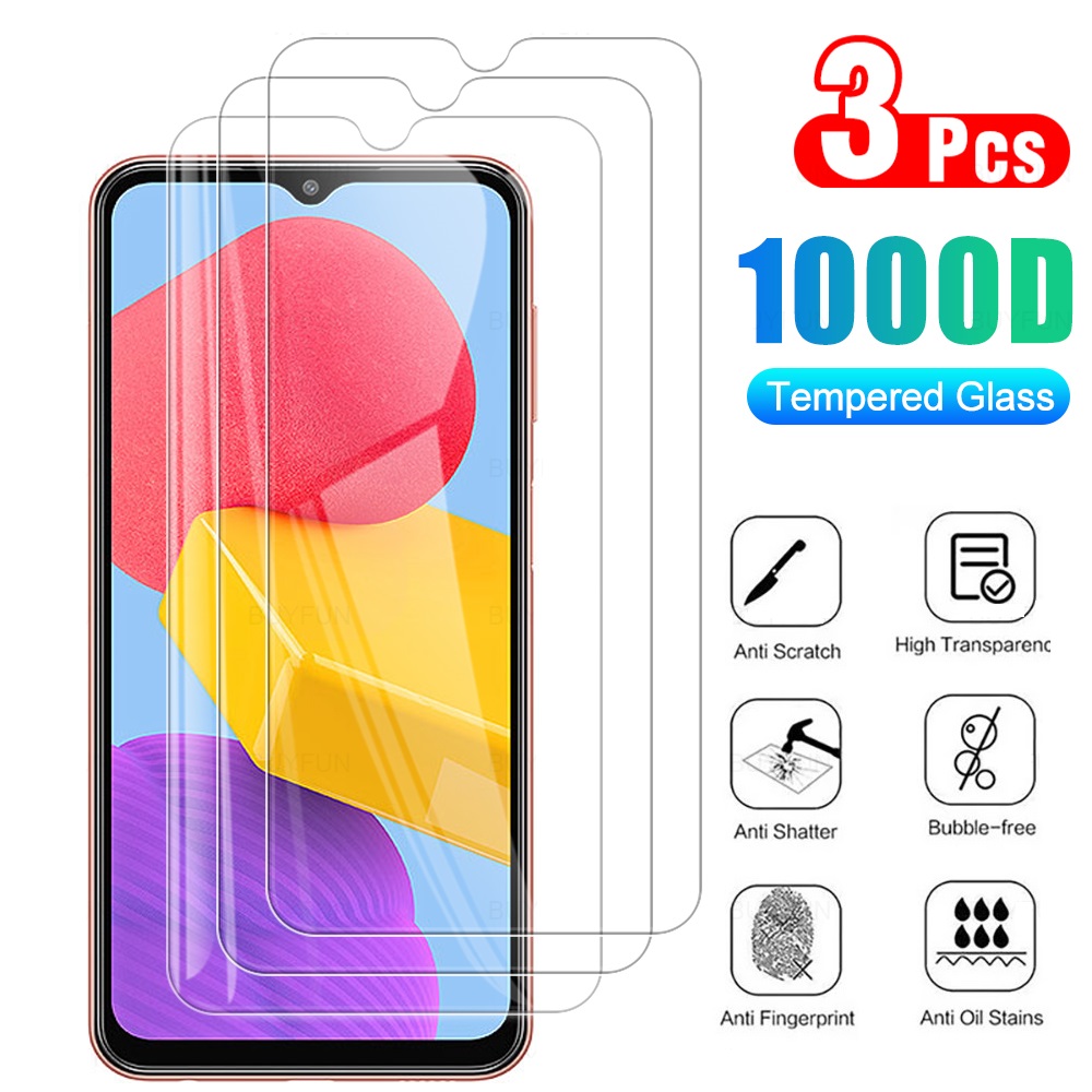 3 pezzi di vetro protettivo per Samsung M13 M55 5G protezione dello schermo vetro temperato Galaxy M13 4G M23 M33 M53 M14 M34 M54 5G pellicola di vetro