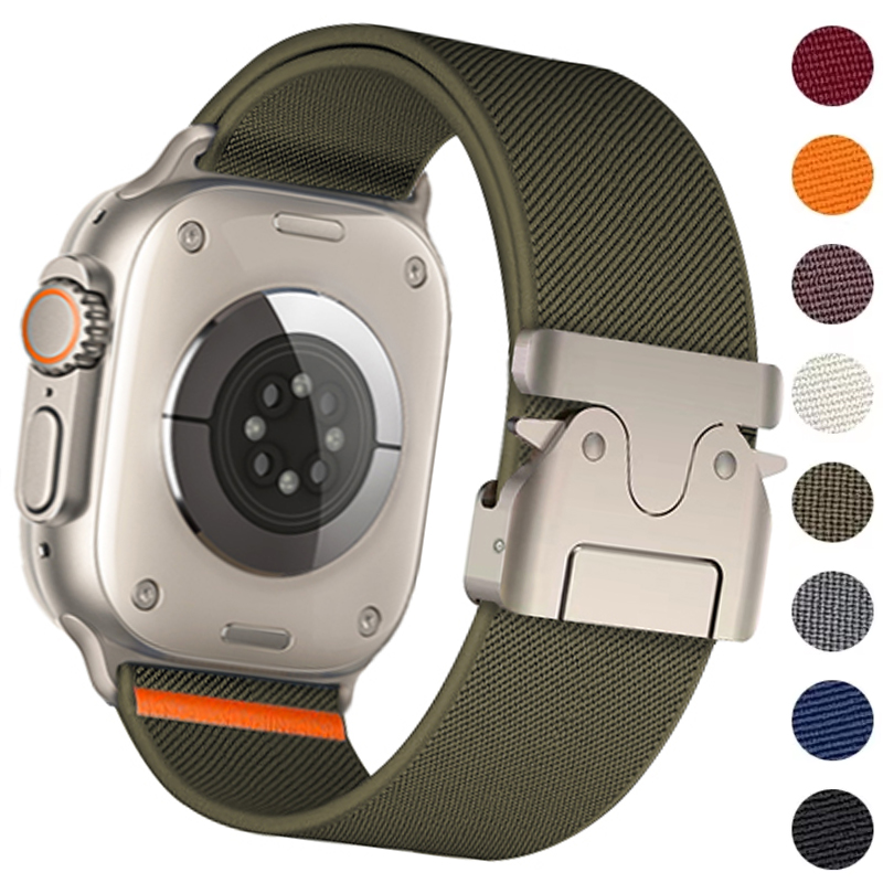 Нейлоновый ремешок для Apple Watch Band Ultra 2 49 мм 10 9 8 7 46 мм 45 мм 41 мм 44 мм 42 мм Плетеный эластичный браслет для IWatch Series 6 SE